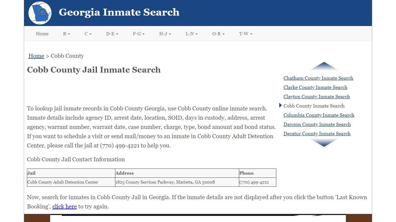 Cobb County Jail Inmate Search